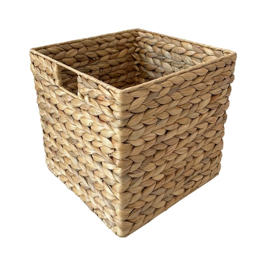 Small Natural Woven Water Hyacinth Cube Basket by Ashland®